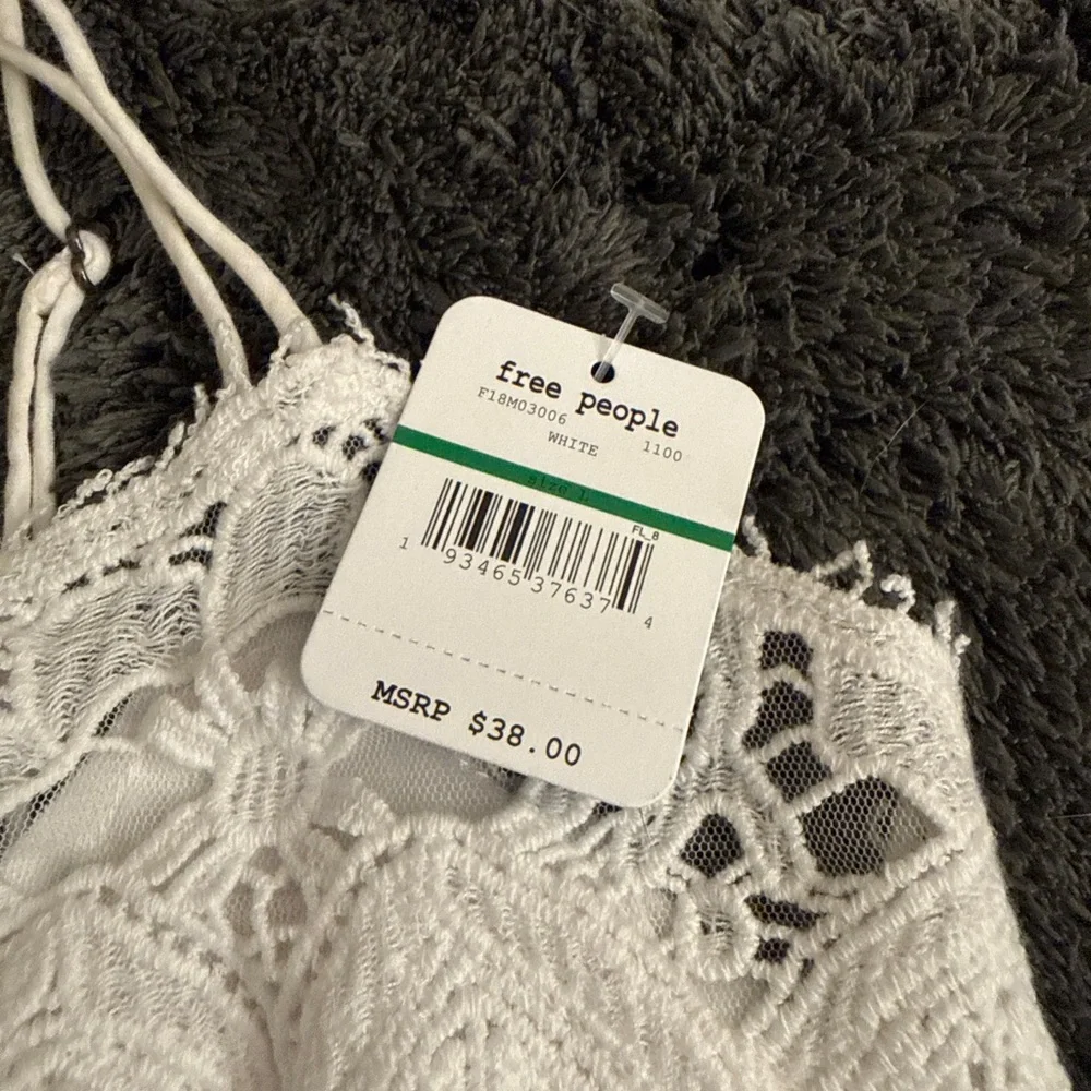 NWT Free People Intimately Deep V Lace Bralette White Large Strappy Cage Back - Picture 5 of 6